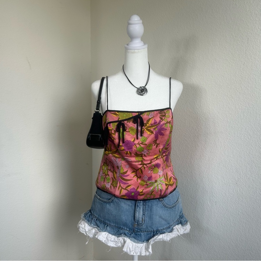 Floral Pink Spaghetti Strap Top
